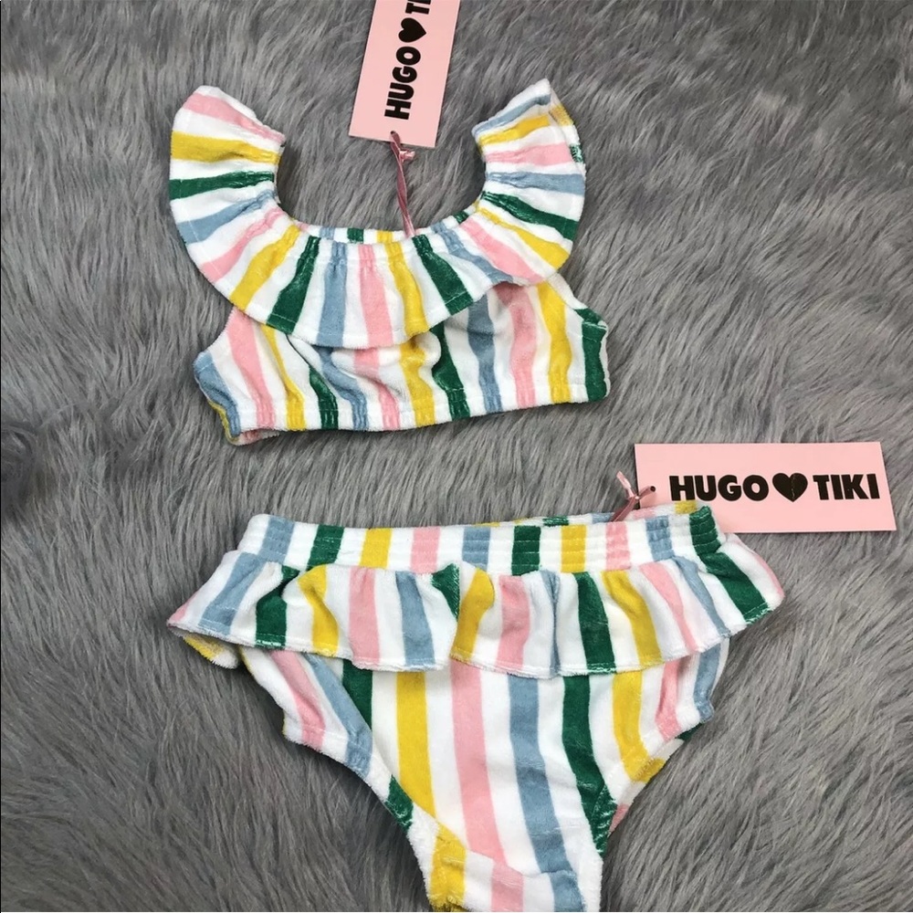 Hugo Loves Tiki 6T Girls Striped Terry Cloth Crop Top Bloomer Play Set